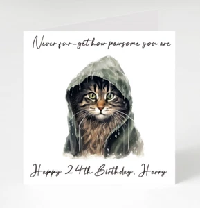 Personalised  Funny Birthday card, Cat Birthday card, Funny Card with cat - Picture 1 of 3