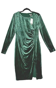 NUEVO LOVE x DESIGN Vestido Manga Larga Verde Esmeralda Terciopelo XLarge Nuevo con Etiquetas - Imagen 1 de 9