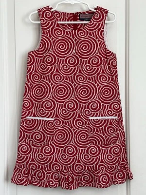Vestido forrado sem mangas Vineyard Vines meninas 5 vermelho branco em excelente estado usado - Imagem 1 de 4