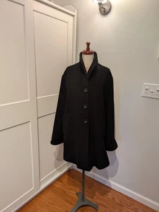 Cinzia Rocca Woman's Size 14 Black Virgin Wool Overcoat Mid Length Gorgeous - Picture 1 of 8