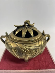 Vintage Japanese Bronze Brass Incense Burner Three Footed - Picture 1 of 4