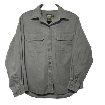 Camisa CABELAS'S Mujer Parche Abotonado Codo Manga Larga Verde Ropa de Trabajo Reg M Foto 1 de 4