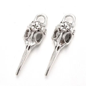 Colgantes de calavera de pájaro de aleación de metal plata antigua 39 mm paquete de 2 - Imagen 1 de 1