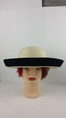 Vintage U S A Made Street Smart by Betmar  Ivory Black Wool Felt Hat Large - Image 1 of 4