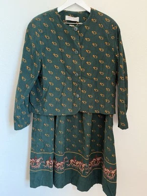 Maxi Falda y Blazer Chaqueta Pana Karen Scott Caballo y Cuerno Verde 14/16 Para Mujer’s Foto 1 de 4