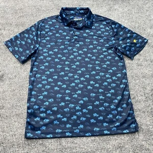 Jack Nicklaus Polo Shirt Men Medium Blue Tropical Palm Trees Performance Golf - Picture 1 of 9