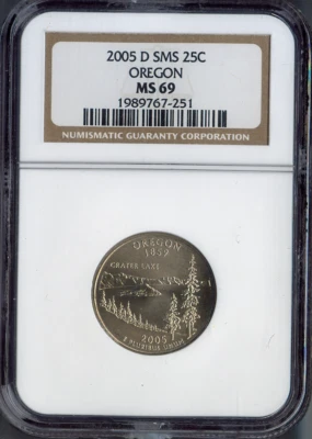 2005-D Oregon State Quarter NGC MS69 SMS Quality - Image 1 of 2