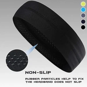 Men Women Moisture Wicking Wide Non-Slip Sport Headband Gym Workout Sweatband US - Picture 1 of 30