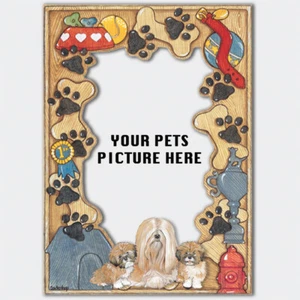 Lhasa Apso Wooden Picture Frame Die-Cut 2-Dimensional 5" x 7" Holds 4" x 6" Phot - Picture 1 of 3