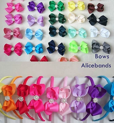 Diamante Pearl Rhinestone Bow Hair Clip Pin Alice band Headband Girls Ladies