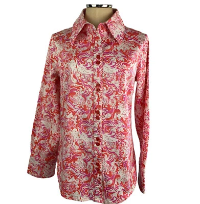 14 Key West женщин на пуговицах средний вес эластичной хлопок розовый цветок и птица - Изображение 1 из 4