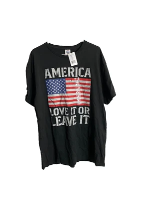 Hybrid TShirt Mens Size XL Black America USA Flag Love It Or Leave It New - Image 1 of 4