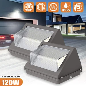 2Pack 120W LED Wall Pack Light Dusk to Dawn Commercial Outdoor Security Fixtures - Picture 1 of 12