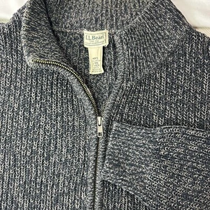 LL Bean Sweater Men's Large Reg Blue Full Zip Jacket Cardigan Cotton Outdoors - Picture 1 of 8