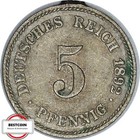 J 12  5 Pfennig KAISERREICH von 1892 E in f.VZ HKL 1100064