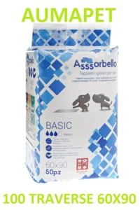 100 TAPPETINI ASSORBENTI PER CANI 60x90 TRAVERSE CANE PANNOLINI IGIENICI ASSORBE - Foto 1 di 2