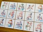 9x Watercolour Snowman Card Toppers Card Making Papercraft Christmas