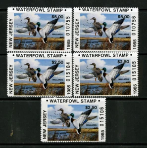 US Stamps # NJ 2 $5.00 Ducks XF OG NH Lot Of 5X Scott Value $250.00 - Picture 1 of 1