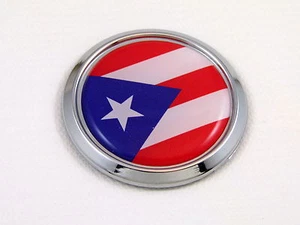 Puerto Rico Round Decal Flag Car Chrome Emblem Sticker bumper badge 3D - Imagen 1 de 1