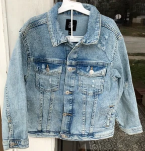 Girls Art Class sz 6/6X Faded Distressed Blue Denim Jean Jacket 01 - Picture 1 of 6