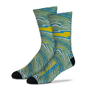 Zubaz X For Bare Feet NFL Adult Unisex Los Angeles Chargers Zubified Dress Socks - Picture 1 of 4