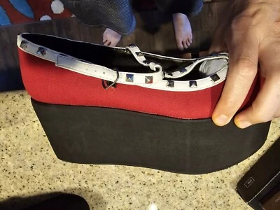 Demonia Click-07 Red Canvas Black And White Size 10 See Description - Image 1 of 4