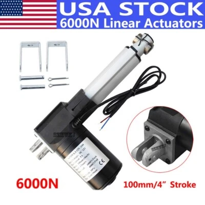 SZMWKJ Heavy Duty Linear Actuator 100mm 4" Stroke 12V Electric Motor 6000N 1320lbs Lift