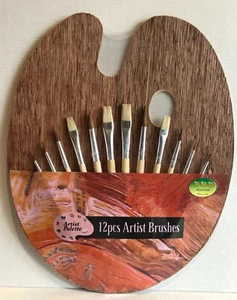 ARTISTS PAINT PALLETT AND 12 X PAINT BRUSHES, ARTS & CRAFTS KIDS, TEENS ADULTS - Bild 1 von 3