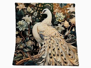 William Morris Abstract Floral Bird Peacock Design Throw Pillow Cover Home Decor - Picture 1 of 5