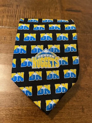 Corbata de cuello de seda Denver Nuggets NBA baloncesto Ralph Marlin vintage logotipos hechos en EE. UU. Foto 1 de 3