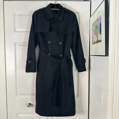 Banana Republic Women's Black Classic Wool Trench Coat Size Small Winter Dressy - Image 1 of 4
