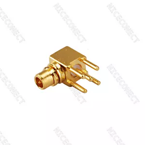 MMCX plug male right angle RF connector thru hole PCB Mount with solder post - Bild 1 von 3