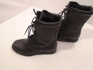 Men Size 9.5 Black Combat Faux Leather Military Ankle Boots Lace Up goth - Picture 1 of 6