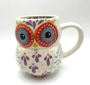NATURAL LIFE OWL MUG FLORAL COLORFUL "DON'T FORGET TO BE OWESOME" CERAMIC COFFEE - Picture 1 of 12
