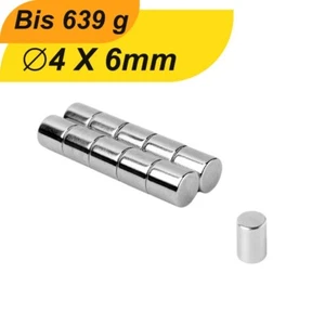 Magnete Al Neodimio 4x6 MM Supermagneti Elevata Coesione Scheibenmagne Forte - Imagen 1 de 6