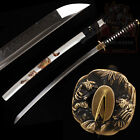 T10 Steel Clay Tempered Japanese Samurai Sword Real Hamon Full Tang Tiger Theme 