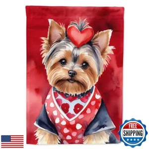 Caroline's Treasures DAC5464GF Yorkshire Terrier My Valentine Garden Flag Mai - Picture 1 of 5