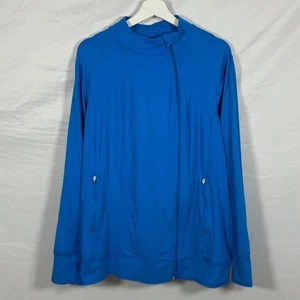 Chaqueta activa Lane Bryant LIVI talla 22/24 azul ropa deportiva asimétrica cremallera completa - Imagen 1 de 9