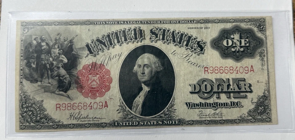 USA 1917 $1 Legal Tender Sawhorse Note -Scarce Vintage Large U.S. Banknote - Image 1 of 2