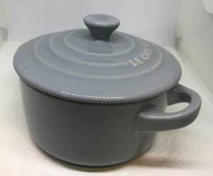 Le Crueset Grey Mini Round Cocotte with Lid Stoneware 6" Round Double Handles - Picture 1 of 8