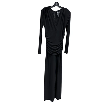 Nuevo Mono Norma Kamali Negro Cuello en V Manga Larga Cintura Fruncida M Foto 1 de 4