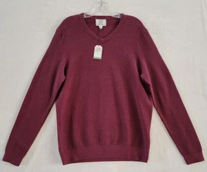 Suéter Jos A Bank 1905 Cuello en V Para Hombre Mediano Algodón Pullover Clásico Borgoña Nuevo con Etiquetas - Imagen 1 de 8