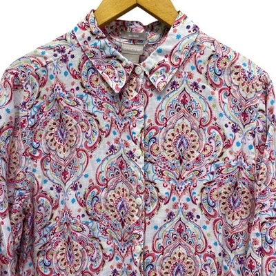 Camisa Chicos 100% Lino Estampado Paisley Sin Plancha Abotonada Mujer 2 (12-14) Grande Foto 1 de 4