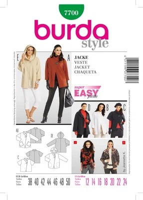 Burda Style Stylish Jacket Sewing Pattern for Fashion Enthusiasts B7700 - Image 1 of 2
