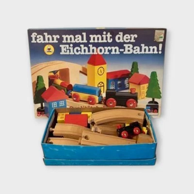 Juego de tren de madera vintage Eichhorn Holzbahn hecho en Alemania  Foto 1 de 4