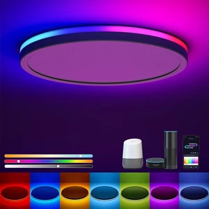 Smart LED Ceiling Light WiFi, 12IN RGB Flush Mount Light Fixture, DIY Colors,... - Picture 1 of 8