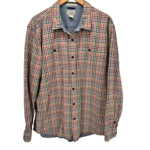 Camicia LL Bean uomo XL multicolore check chambray foderata con bottoni cotone costiero - Foto 1 di 10