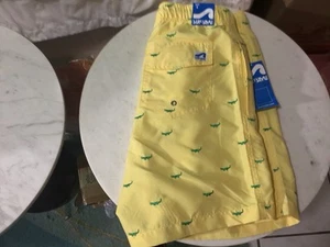 Men’s Swimwear Yellow With Green Alligators Size Small New - Picture 1 of 24
