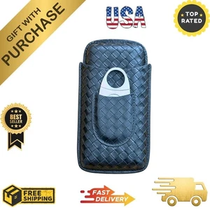 Humidor portatile da viaggio portasigari in pelle 3 dita con crema idratante durevole - Foto 1 di 11