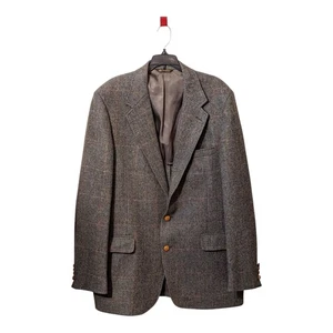 Vintage Hamilton House Pure Wool Gray Plaid Blazer 46R  - Picture 1 of 6